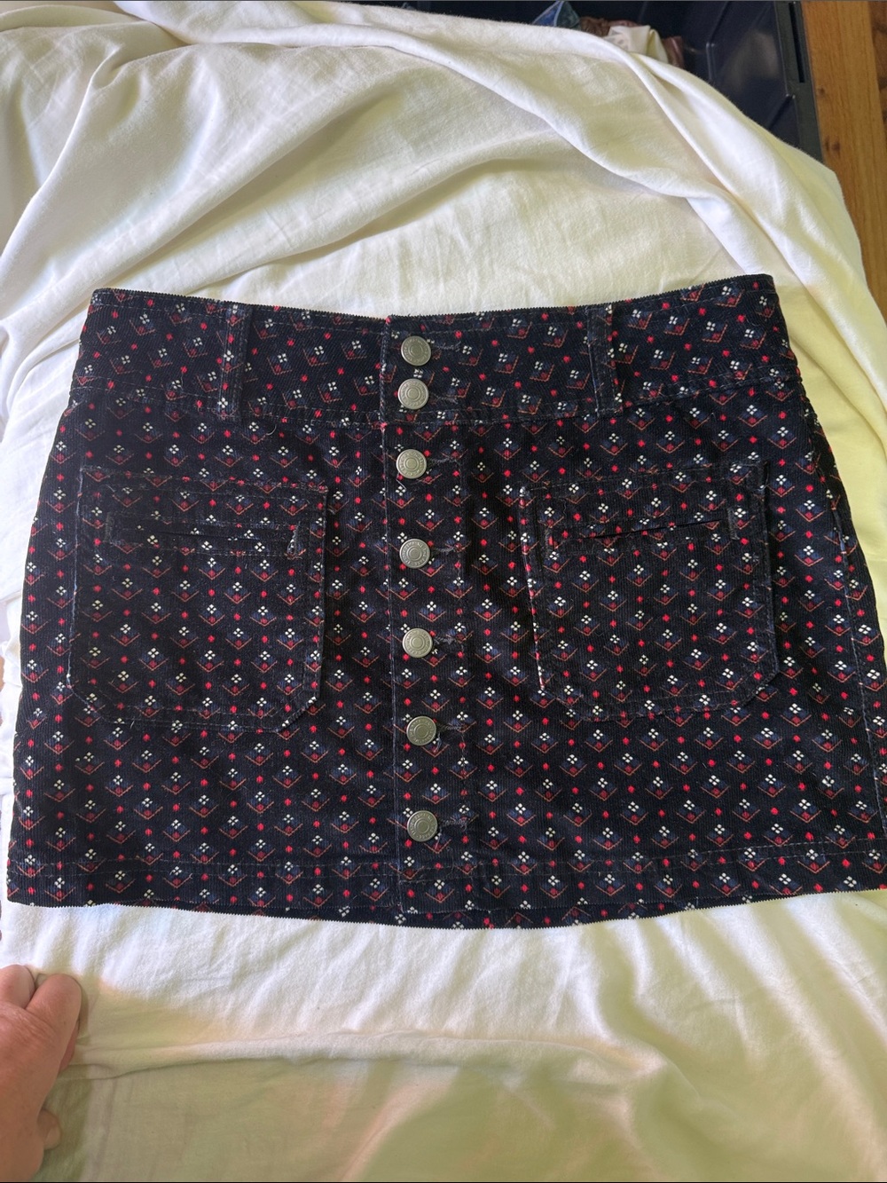 We The Free Black Mini Skirt with Red and White Micro-Print size 27
